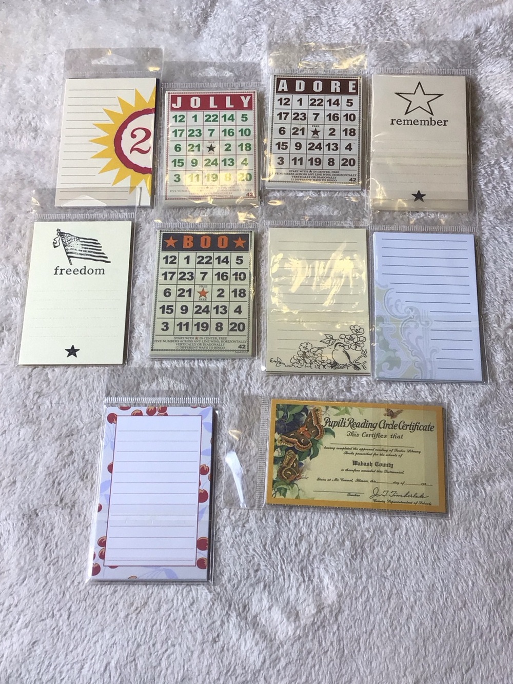 Assorted small bingo and journaling cards